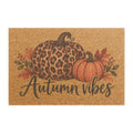 Doormat - Autumn Vibes Pumpkin Welcome Mat (Leopard Print Accent)