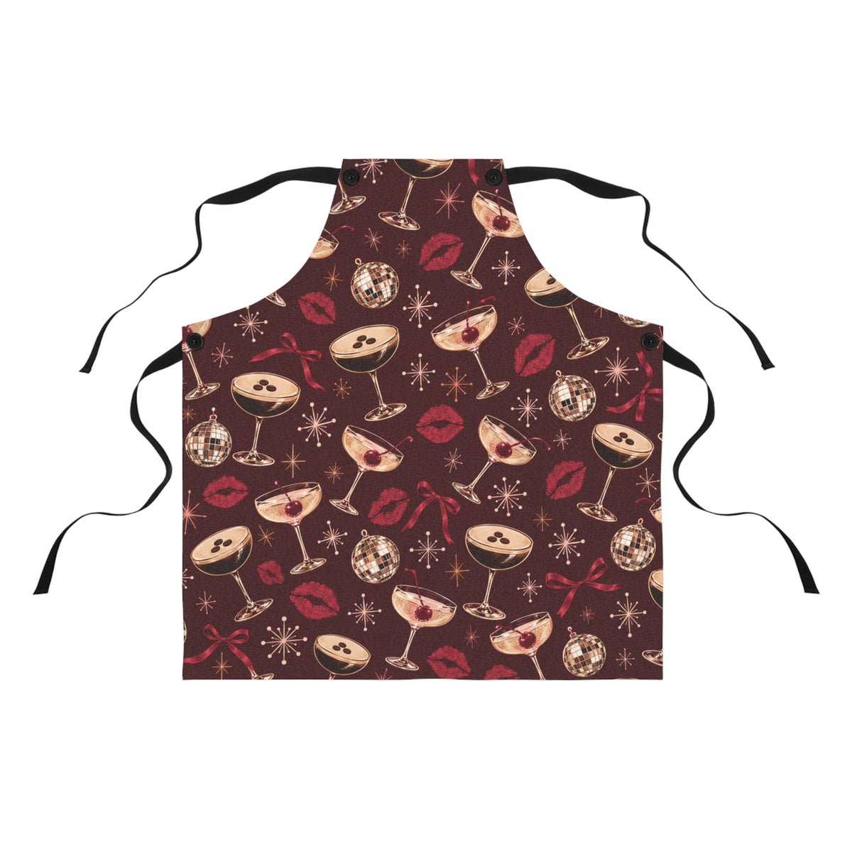 Cocktail Party Apron — Retro Martini & Disco Ball Kitchen Apron