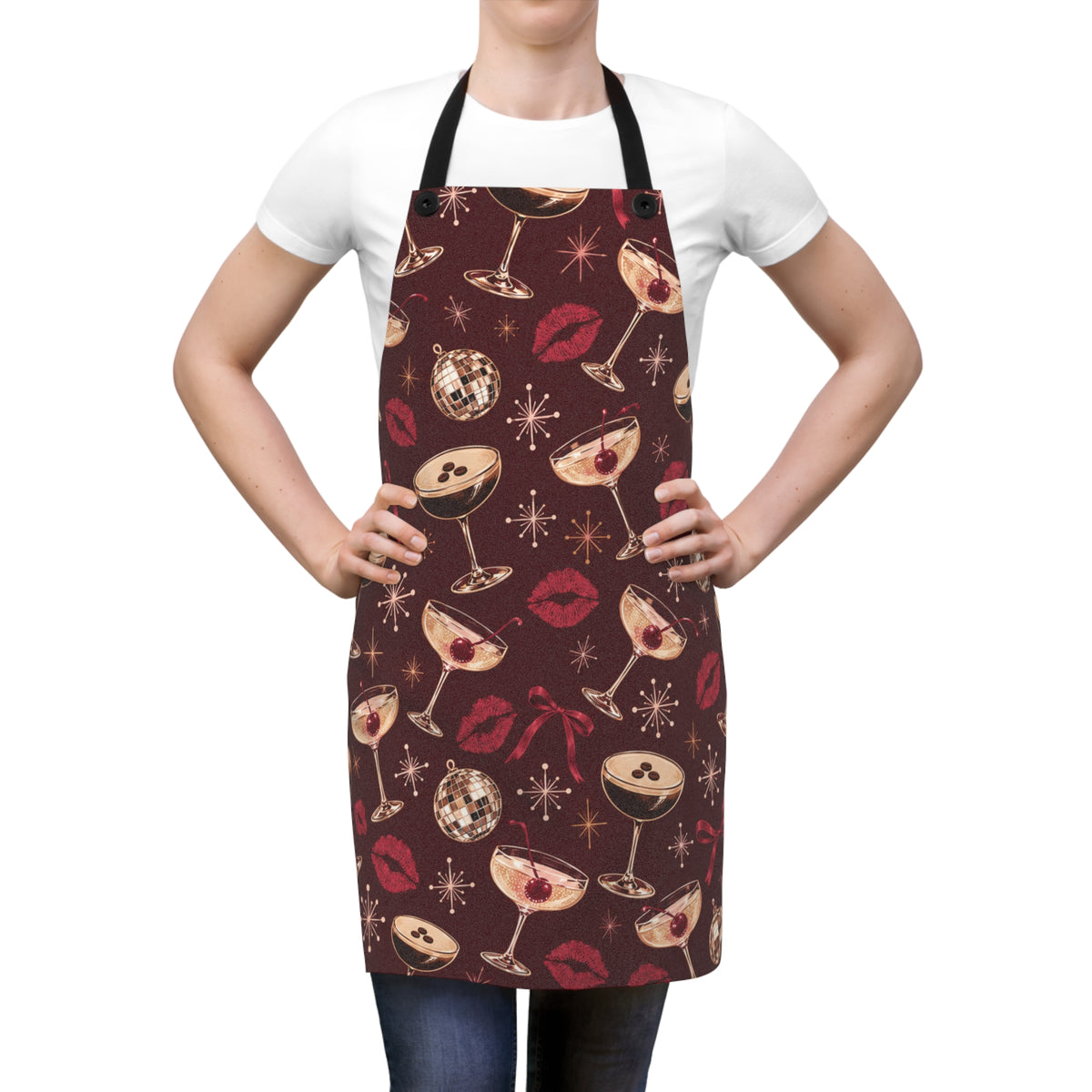 Cocktail Party Apron — Retro Martini & Disco Ball Kitchen Apron