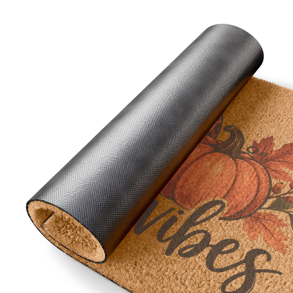 Doormat - Autumn Vibes Pumpkin Welcome Mat (Leopard Print Accent)