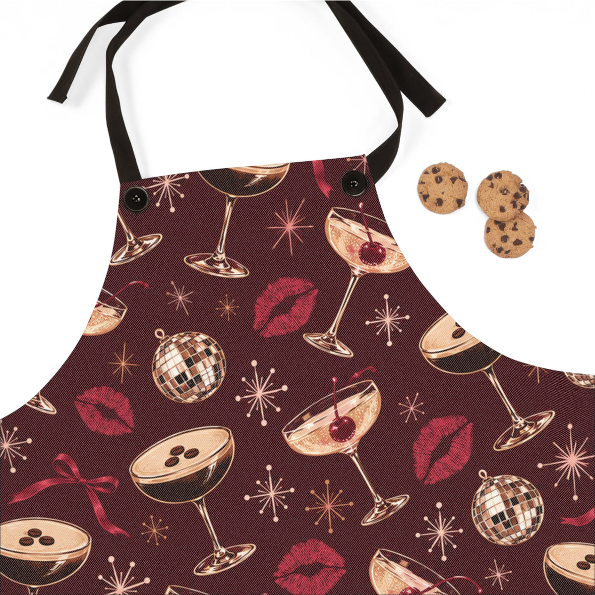 Cocktail Party Apron — Retro Martini & Disco Ball Kitchen Apron
